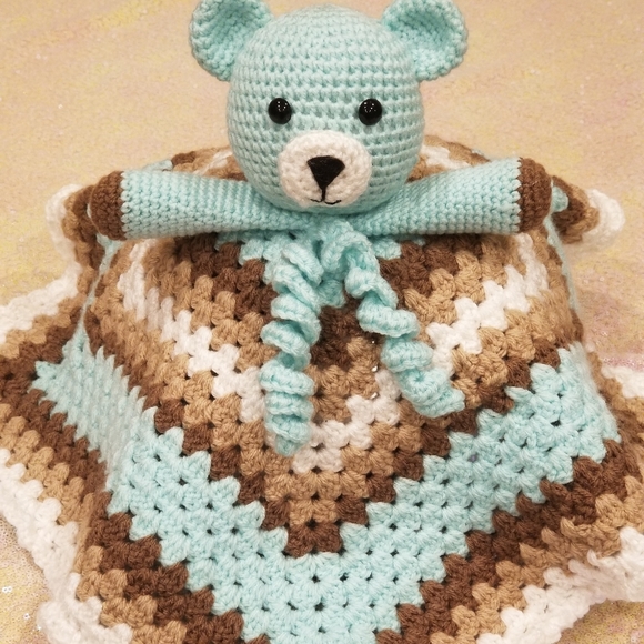 Crochet Lovey Teddy Bear Blanket - Picture 7 of 11